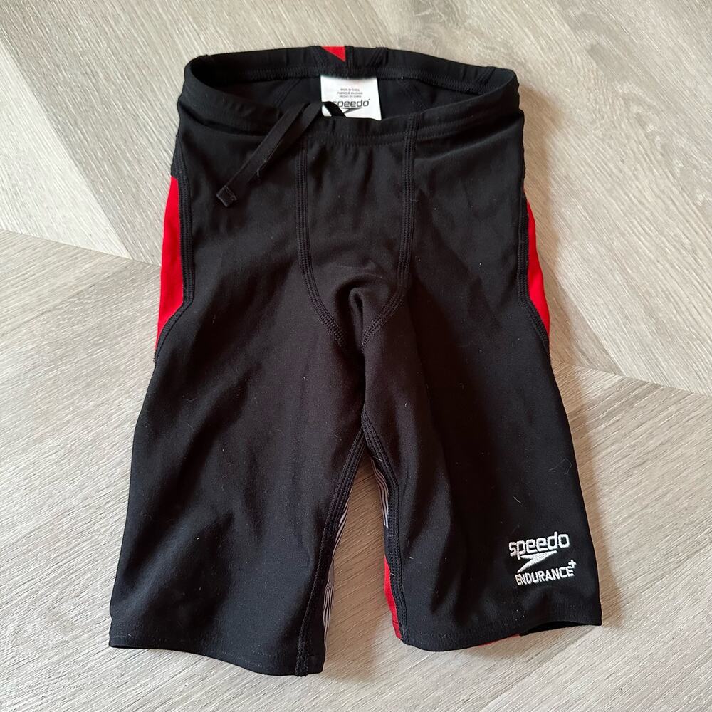 Speedo Black Red Gray Swim Jammers Shorts Swimsuit Racing Suit Boys 22 Endurance